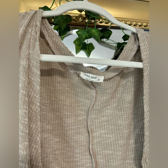 Miss Love Beige/Khaki Midi Cardigan - Picture 2 of 2